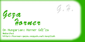 geza horner business card